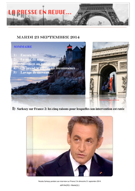 Presse En Revue Mardi 23 Septembre 2014