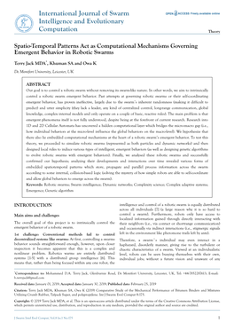 Spatio-Temporal Patterns Act As Computational Mechanisms Governing Emergent Behavior in Robotic Swarms