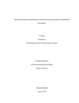 Shear Transfer Strength of Concrete Placed Against Hardened