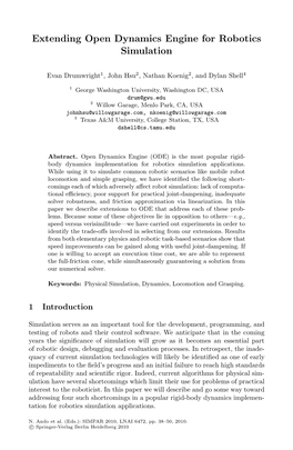 Extending Open Dynamics Engine for Robotics Simulation