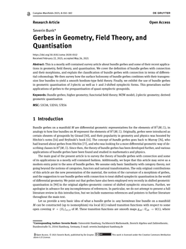 Gerbes in Geometry, Field Theory, and Quantisation Received February 22, 2021; Accepted May 26, 2021