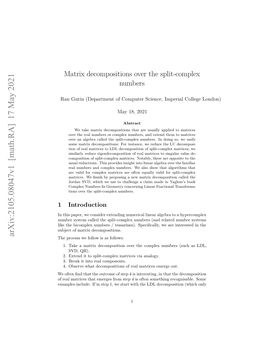 Matrix Decompositions Over the Split-Complex Numbers