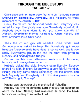 Through the Bible Study Haggai 1-2