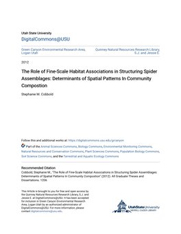 The Role of Fine-Scale Habitat Associations in Structuring Spider Assemblages: Determinants of Spatial Patterns in Community Compostion