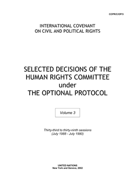 SELECTED DECISIONS of the HUMAN RIGHTS COMMITTEE Under the OPTIONAL PROTOCOL