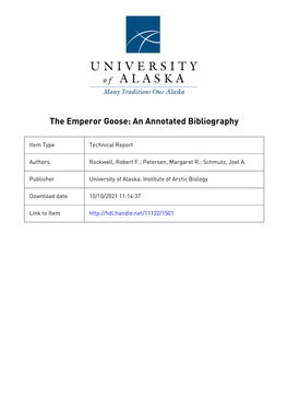 The Emperor Goose: an Annotated Bibliography