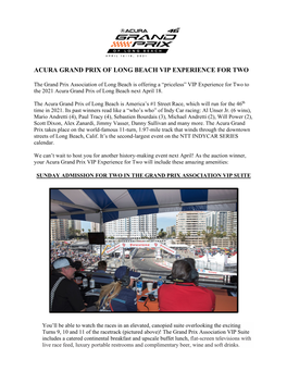 Acura Grand Prix of Long Beach Vip Experience for Two