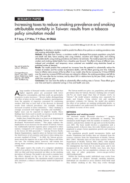 Increasing Taxes to Reduce Smoking Prevalence and Smoking