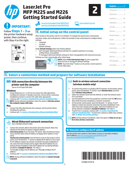 HP Laserjet Pro MFP M225 and M226 Getting Started Guide