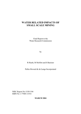 Water Related Impacts of Small Scale Mining