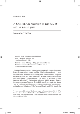 A Critical Appreciation of the Fall of the Roman Empire