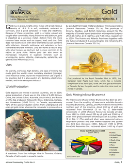 Gold Natural Resources Lands, Minerals and Petroleum Mineral Commodity Profile No
