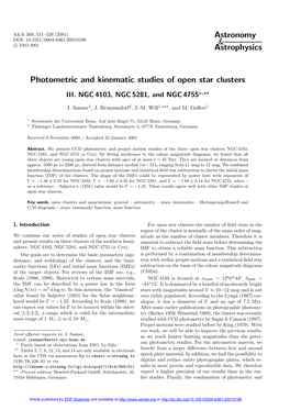 Photometric and Kinematic Studies of Open Star Clusters