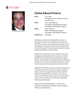 Clarke Edward Pearce (1964-1986) - Find a Grave Memorial