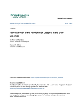 Reconstruction of the Austronesian Diaspora in the Era of Genomics