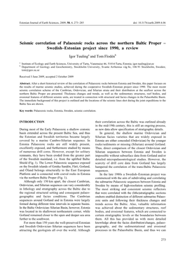 Seismic Correlation of Palaeozoic Rocks Across the Northern Baltic Proper – Swedish–Estonian Project Since 1990, a Review