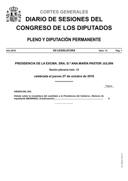 Diario De Sesiones De Pleno Y Diputación Permanente