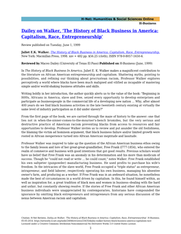 The History of Black Business in America: Capitalism, Race, Entrepreneurship'