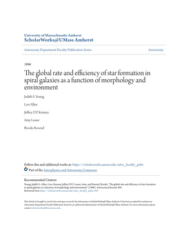 The Global Rate and Efficiency of Star Formation in Spiral Galaxies As a Function of Morphology and Environment Judith S