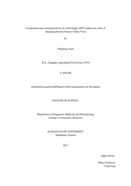 Construction and Characterization of a Full-Length Cdna Infectious Clone of Emerging Porcine Seneca Valley Virus