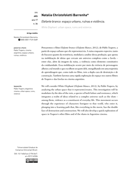 Natalia Christofoletti Barrenha* Ano 17 Elefante Branco: Espaço Urbano, Ruínas E Violência