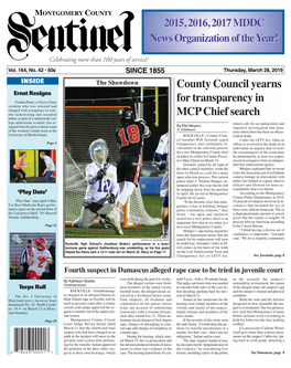 THE MONTGOMERY COUNTY SENTINEL MARCH 28, 2019 EFLECTIONS the Montgomery County Sentinel, Published Weekly by Berlyn Inc