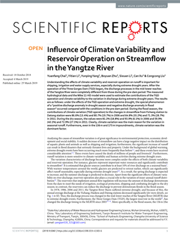 Influence of Climate Variability and Reservoir Operation on Streamflow in the Yangtze River