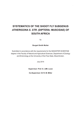 Systematics of the Shoot Fly Subgenus Atherigona S. Str. (Diptera: Muscidae) of South Africa