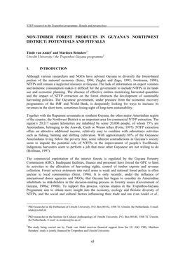 Non-Timber Forest Products in Guyana's Northwest District: Potentials and Pitfalls