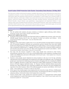 South Sudan Child Protection Sub-Cluster: Secondary Data Review: 25 May 2017