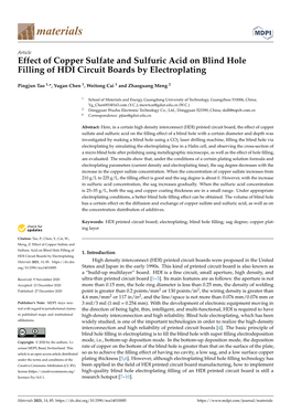 Effect of Copper Sulfate and Sulfuric Acid on Blind Hole Filling of HDI Circuit Boards by Electroplating