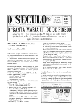 Portugal Na Rota Da “Crociera Aerea De Pinedo” (1927)