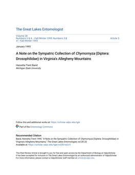 A Note on the Sympatric Collection of Chymomyza (Diptera: Drosophilidae) in Virginia's Allegheny Mountains