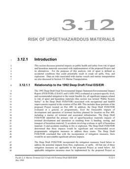 Risk of Upset/Hazardous Materials