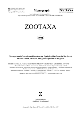 New Species of Centroderes (Kinorhyncha: Cyclorhagida) from the Northwest Atlantic Ocean, Life Cycle, and Ground Pattern of the Genus