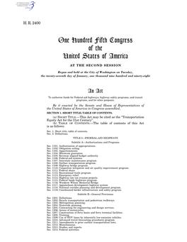 One Hundred Fifth Congress of the United States of America