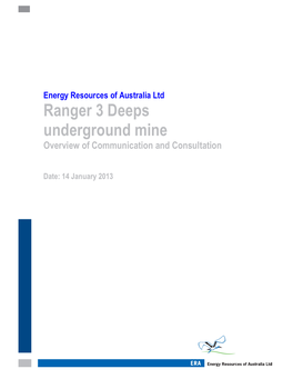 Ranger 3 Deeps Underground Mine Overview of Communication and Consultation