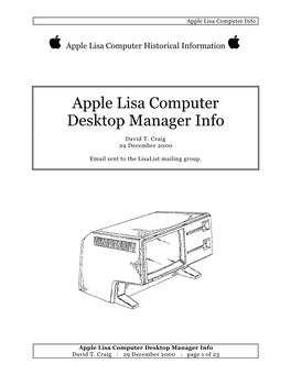 Apple Lisa Computer Desktop Manager Info