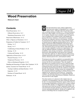 Chapter 14--Wood Preservation