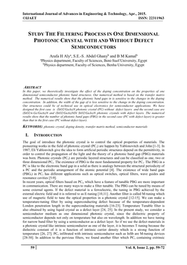 Study the Filtering Process in Photonic Crystal with Semiconductor Defect