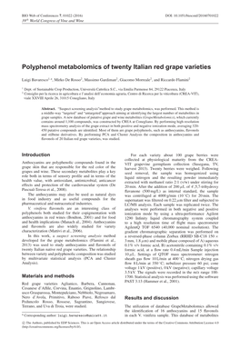 Polyphenol Metabolomics of Twenty Italian Red Grape Varieties