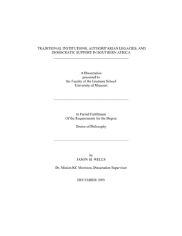 Traditional Institutions, Authoritarian Legacies, and Democratic Support in Southern Africa ______