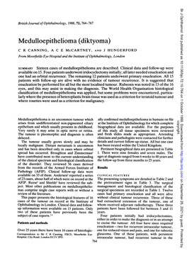 Medulloepithelioma (Diktyoma)