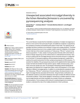 Unexpected Associated Microalgal Diversity in the Lichen Ramalina Farinacea Is Uncovered by Pyrosequencing Analyses