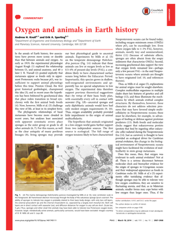 Oxygen and Animals in Earth History Andrew H