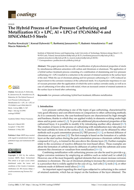 The Hybrid Process of Low-Pressure Carburizing and Metallization (Cr + LPC, Al + LPC) of 17Crnimo7-6 and 10Nicrmo13-5 Steels