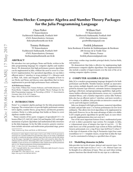 Nemo/Hecke: Computer Algebra and Number Theory Packages for the Julia Programming Language