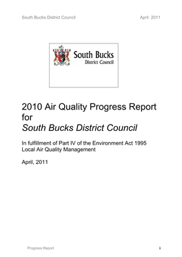 2010 Air Quality Progress Report for South Bucks District Council