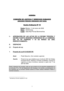 1 Agenda Com Isión De Justicia Y Derechos Hum