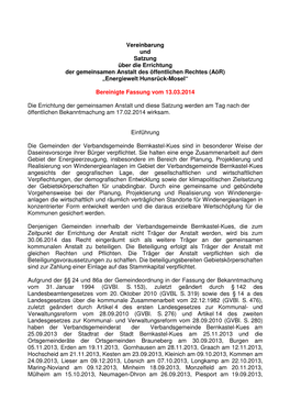 18. Vereinbarung Und Satzung Errichtung Aör Energiewelt